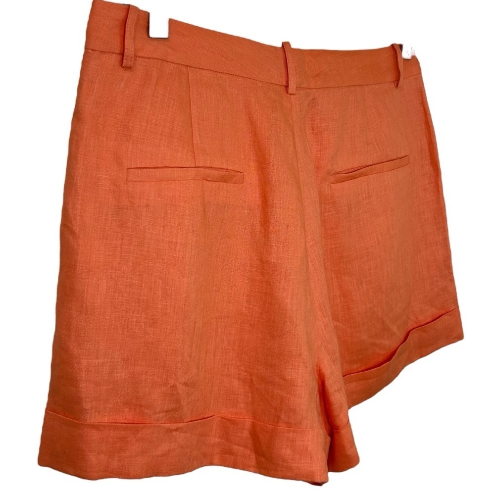 Cami NYC - “Rabia” Tailored Short in Papaya Linen-Blend Pleated - Size 12 Orange - Picture 9 of 17